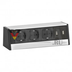 Зарядное устройство EVOline R-Dock / 3 розетки / 2 порта USB / Крышки черные