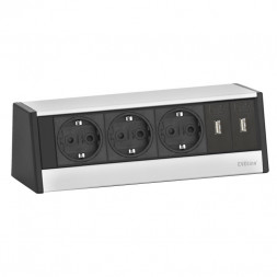 Зарядное устройство EVOline R-Dock / 3 розетки / 2 порта USB / Крышки черные