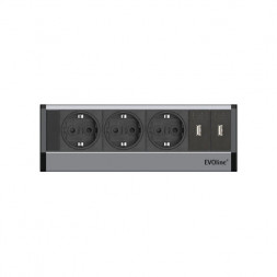 Зарядное устройство EVOline R-Dock / 3 розетки / 2 порта USB / Крышки черные