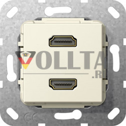 Gira 567201 System55 HDMI двойная, кабельный кнут (косичка) цвет: кремово-белый, тон:глянец