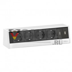 Зарядное устройство EVOline R-Dock / 4 розетки / 2 порта USB / белое