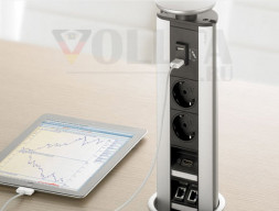 EVOline Port / серебристый / 3 выдвижных гнезда (британский стиль)