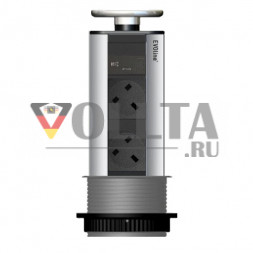 Зарядное устройство EVOline Port USB тип C / серебристое / 2 разъема / (британский стандарт)