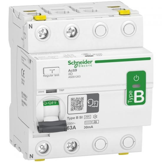 Schneider Electric A9Z61263 IID 2P 63A 30MA ТИП B-SI дифференциальный автоматический выключатель, чувствительный ко всем токам