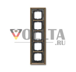 Busch-Jaeger 1725-843 рамка крышки, 5-позиционная рамка античная латунь декор антрацит