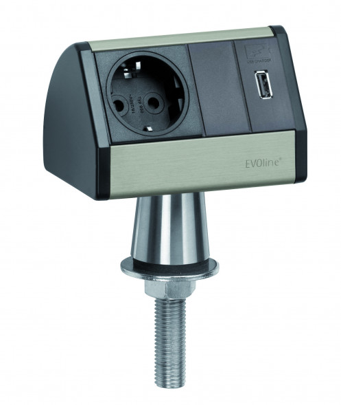 EVOline T-Dock / 1x розетка / 1x USB-зарядное устройство / цвет боковин черный