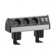 Док-станция EVOline Dock DATA SMALL / 3 разъема питания / 2 разъема RJ45 / 2 зажима / черный