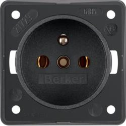 Berker 961852505 розетка с защитным контактным штифтом антрацит, матовые вставки Integro
