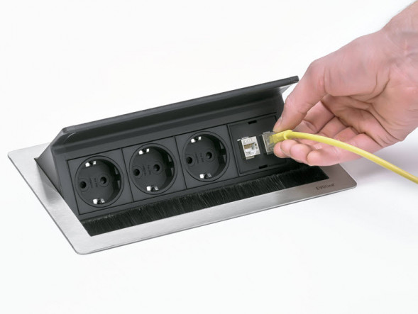 EVOline Fliptop Push S / 2x питания / 2x USB, черный