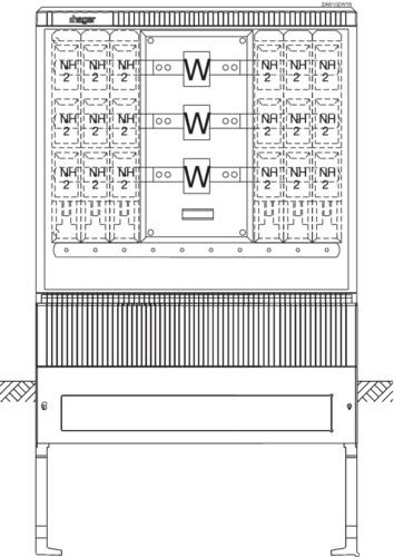 Hager ZAW102WY8 трансформаторный измерительный шкаф 600А размер 2/1005мм 315x1110x1905