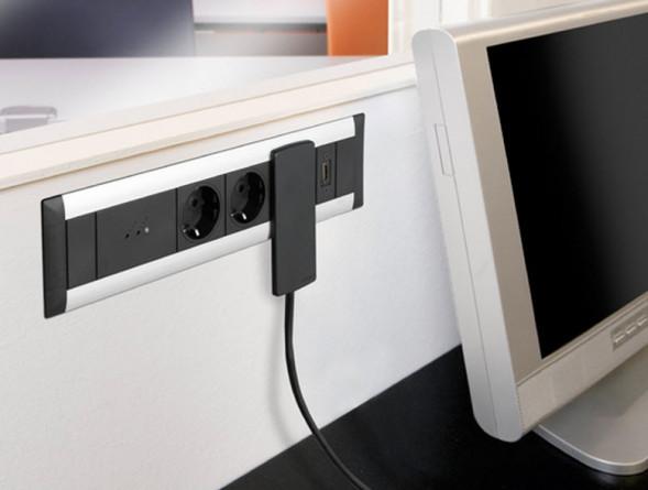 EVOline FrameDock DATA / черный анодированный / 3 разъема питания / 2 разъема RJ45