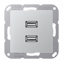 Система мультимедийного подключения Jung MAA1153AL 2 x USB 2.0, серия A, алюминий