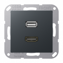 Система мультимедийного подключения Jung MAA1163ANM HDMI / USB 2.0, серия A, матовый антрацит