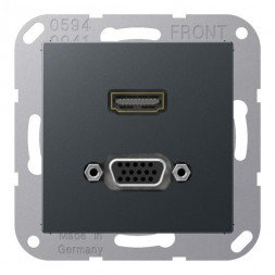 Jung MAA1173ANM Мультимедийная система подключения HDMI/VGA, серия A, матовый антрацит